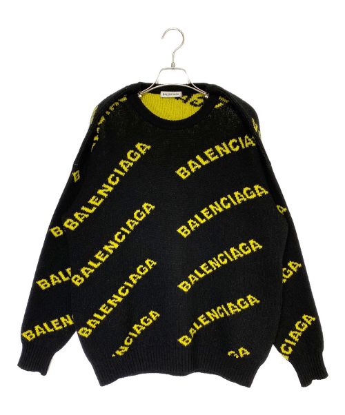 BALENCIAGA（バレンシアガ）BALENCIAGA (バレンシアガ) オールオーバーロゴニット ブラック サイズ:Mの古着・服飾アイテム