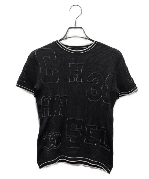 CHANEL（シャネル）CHANEL (シャネル) シルク混ココマーク半袖リブニット ブラック サイズ:36の古着・服飾アイテム