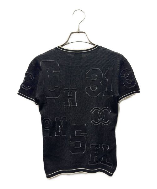 CHANEL（シャネル）CHANEL (シャネル) シルク混ココマーク半袖リブニット ブラック サイズ:36の古着・服飾アイテム