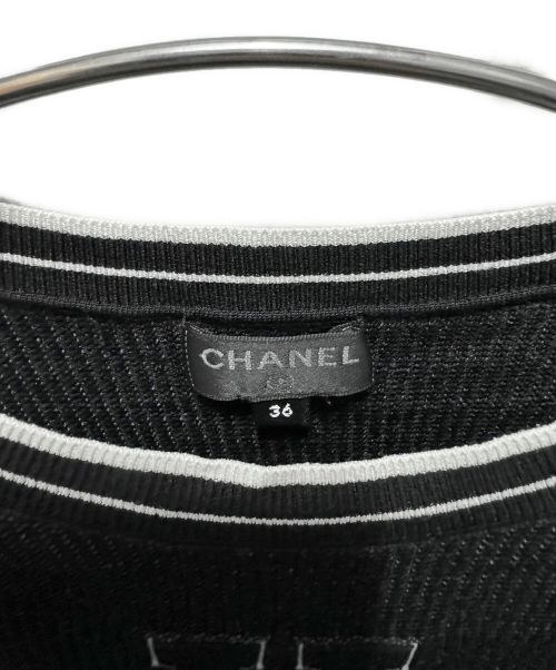 CHANEL（シャネル）CHANEL (シャネル) シルク混ココマーク半袖リブニット ブラック サイズ:36の古着・服飾アイテム
