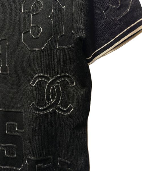 CHANEL（シャネル）CHANEL (シャネル) シルク混ココマーク半袖リブニット ブラック サイズ:36の古着・服飾アイテム