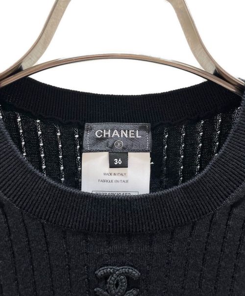 CHANEL（シャネル）CHANEL (シャネル) ココマークリブニット ブラック サイズ:36の古着・服飾アイテム