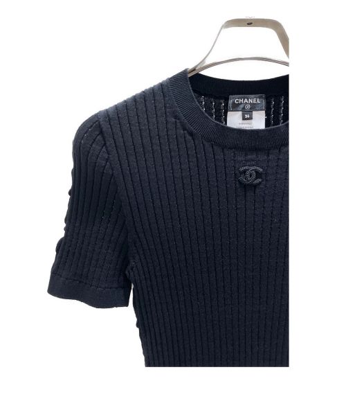 CHANEL（シャネル）CHANEL (シャネル) ココマークリブニット ブラック サイズ:36の古着・服飾アイテム