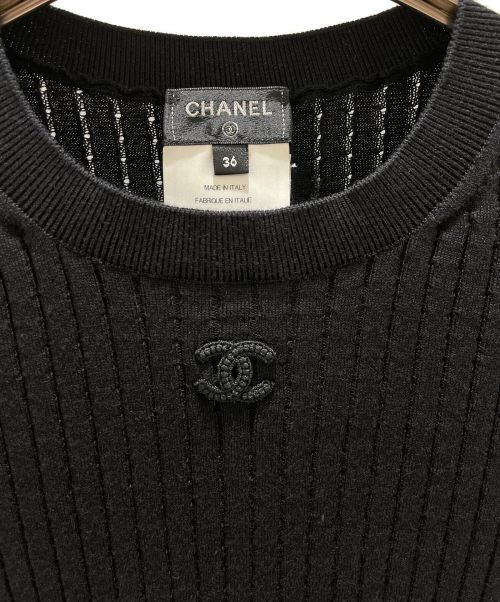 CHANEL（シャネル）CHANEL (シャネル) ココマークリブニット ブラック サイズ:36の古着・服飾アイテム
