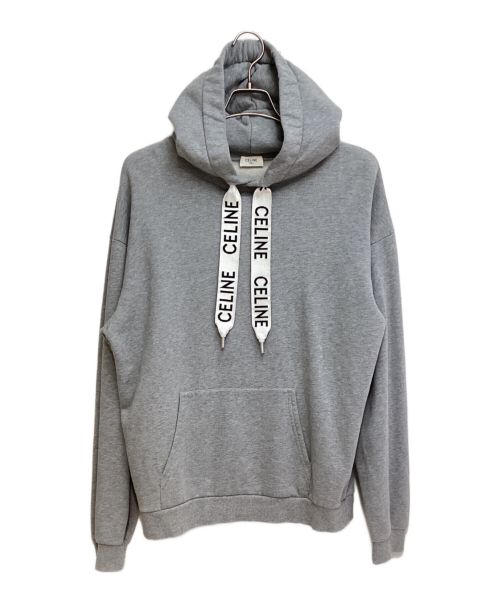 CELINE（セリーヌ）CELINE (セリーヌ) ロゴドローコードパーカー グレー サイズ:XLの古着・服飾アイテム