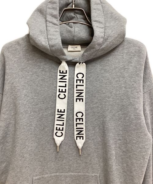 CELINE（セリーヌ）CELINE (セリーヌ) ロゴドローコードパーカー グレー サイズ:XLの古着・服飾アイテム