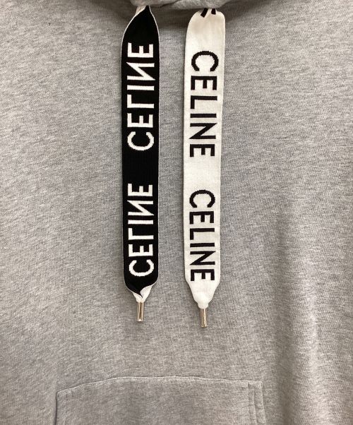 CELINE（セリーヌ）CELINE (セリーヌ) ロゴドローコードパーカー グレー サイズ:XLの古着・服飾アイテム