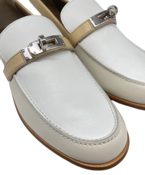 HERMES（エルメス）HERMES (エルメス) DESTIN デスタン ホワイト×ベージュ サイズ:38 1/2の古着・服飾アイテム