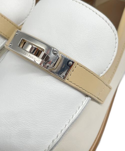 HERMES（エルメス）HERMES (エルメス) DESTIN デスタン ホワイト×ベージュ サイズ:38 1/2の古着・服飾アイテム