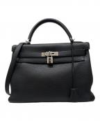 HERMESエルメス）の古着「ケリー 32 内縫い/シルバー金具/▢L刻印/ Kelly32 Retourne/Black」｜ブラック
