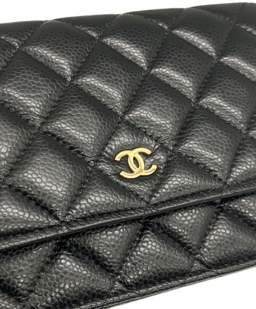 CHANEL（シャネル）CHANEL (シャネル) マトラッセ チェーンショルダーウォレット ブラック サイズ:19の古着・服飾アイテム
