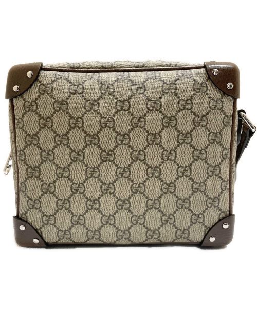 GUCCI（グッチ）GUCCI (グッチ) GGエンボスショルダーバッグ ベージュ×ブラウンの古着・服飾アイテム
