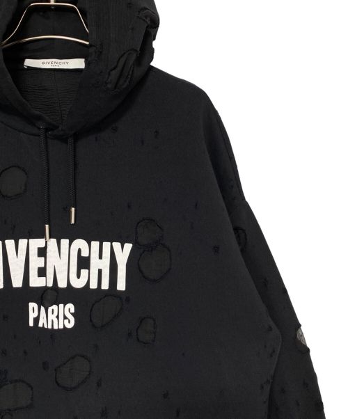 GIVENCHY（ジバンシィ）GIVENCHY (ジバンシィ) デストロイ加工パーカー ブラック サイズ:Sの古着・服飾アイテム