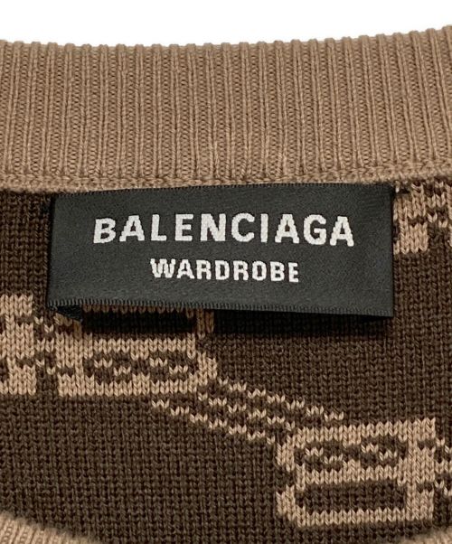 BALENCIAGA（バレンシアガ）BALENCIAGA (バレンシアガ) BBモノグラムロゴニット ブラウン サイズ:Sの古着・服飾アイテム