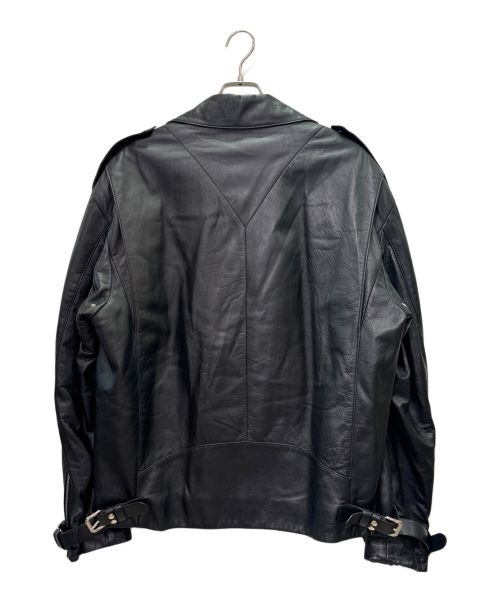 PRADA（プラダ）PRADA (プラダ) PRADA フロントロゴ ラムレザー ライダースジャケット ブラック サイズ:48の古着・服飾アイテム