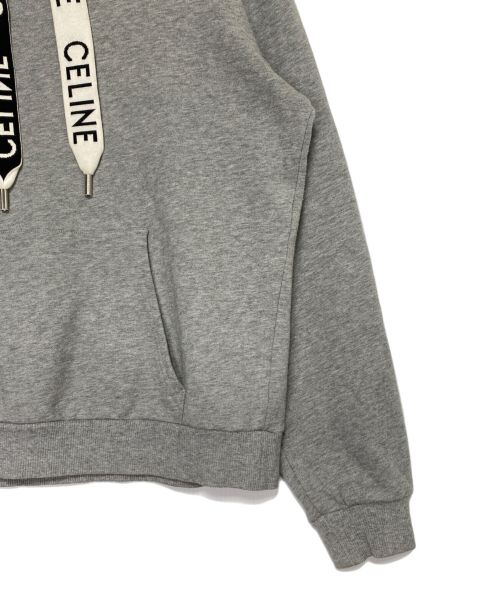 CELINE（セリーヌ）CELINE (セリーヌ) ロゴドローコードパーカー グレー サイズ:Sの古着・服飾アイテム