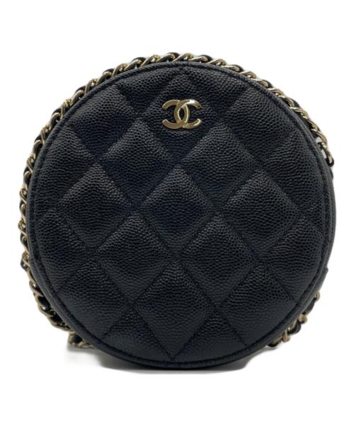 CHANEL（シャネル）CHANEL (シャネル) チェーンショルダーラウンドバッグ マトラッセ ブラックの古着・服飾アイテム