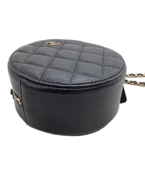 CHANEL（シャネル）CHANEL (シャネル) チェーンショルダーラウンドバッグ マトラッセ ブラックの古着・服飾アイテム