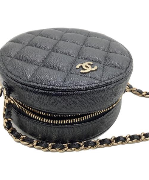 CHANEL（シャネル）CHANEL (シャネル) チェーンショルダーラウンドバッグ マトラッセ ブラックの古着・服飾アイテム