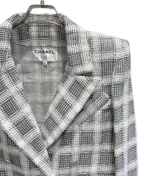 CHANEL（シャネル）CHANEL (シャネル) ココボタンツイードダブルジャケット ホワイト×ブラック サイズ:34の古着・服飾アイテム