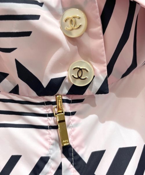 CHANEL（シャネル）CHANEL (シャネル) ココビーチナイロンブルゾン ピンク×ブラック サイズ:34の古着・服飾アイテム