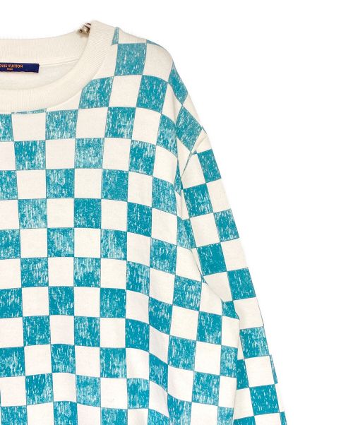 LOUIS VUITTON（ルイ ヴィトン）LOUIS VUITTON (ルイ ヴィトン) ダミエプリンテッドスウェット ブルー×ホワイト サイズ:Lの古着・服飾アイテム