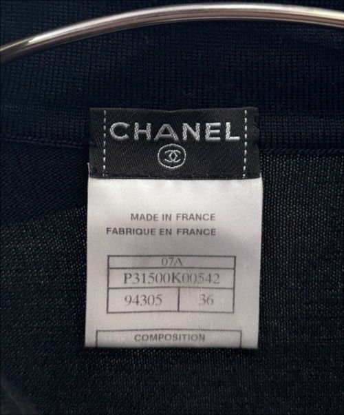 CHANEL（シャネル）CHANEL (シャネル) ココマークハーフボタンニット ブラック サイズ:36の古着・服飾アイテム