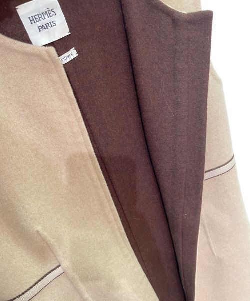 HERMES（エルメス）HERMES (エルメス) カシミヤ ジップベスト コート ベージュ サイズ:34の古着・服飾アイテム