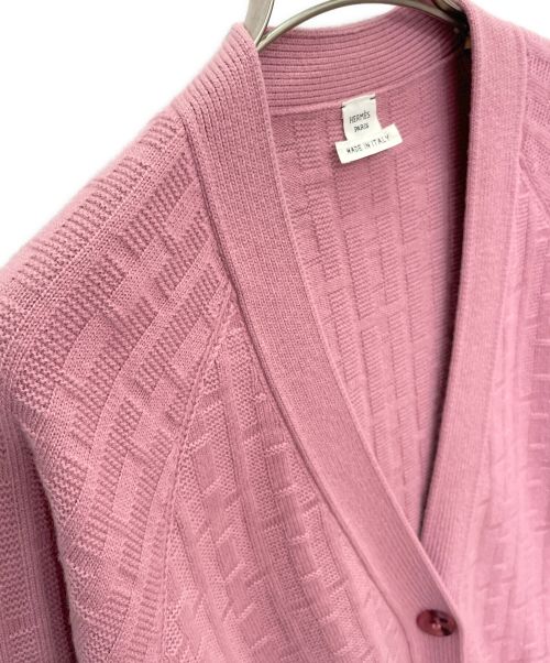 HERMES（エルメス）HERMES (エルメス) Hジャガード カーディガン ピンク サイズ:40の古着・服飾アイテム