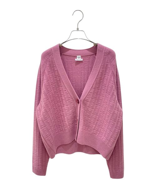 HERMES（エルメス）HERMES (エルメス) Hジャガードカーディガン ピンク サイズ:40の古着・服飾アイテム