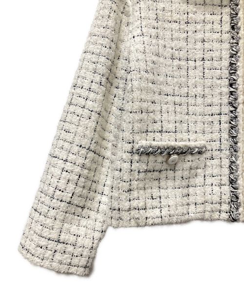 CHANEL（シャネル）CHANEL (シャネル) ツイードジップアップジャケット ホワイト サイズ:38の古着・服飾アイテム