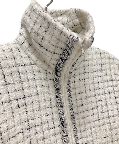 CHANEL（シャネル）CHANEL (シャネル) ツイードジップアップジャケット ホワイト サイズ:38の古着・服飾アイテム