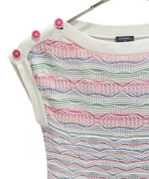 CHANEL（シャネル）CHANEL (シャネル) ジャガードニットノースリーブワンピース マルチカラー サイズ:38の古着・服飾アイテム