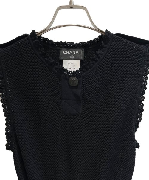 CHANEL（シャネル）CHANEL (シャネル) ココマークボタンノースリーブワンピース ブラック サイズ:34の古着・服飾アイテム