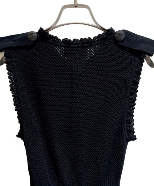 CHANEL（シャネル）CHANEL (シャネル) ココマークボタンノースリーブワンピース ブラック サイズ:34の古着・服飾アイテム