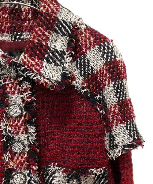 CHANEL（シャネル）CHANEL (シャネル) ツイードセットアップ レッド×ホワイト サイズ:38の古着・服飾アイテム