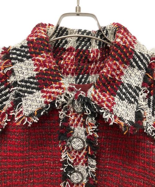 CHANEL（シャネル）CHANEL (シャネル) ツイードセットアップ レッド×ホワイト サイズ:38の古着・服飾アイテム