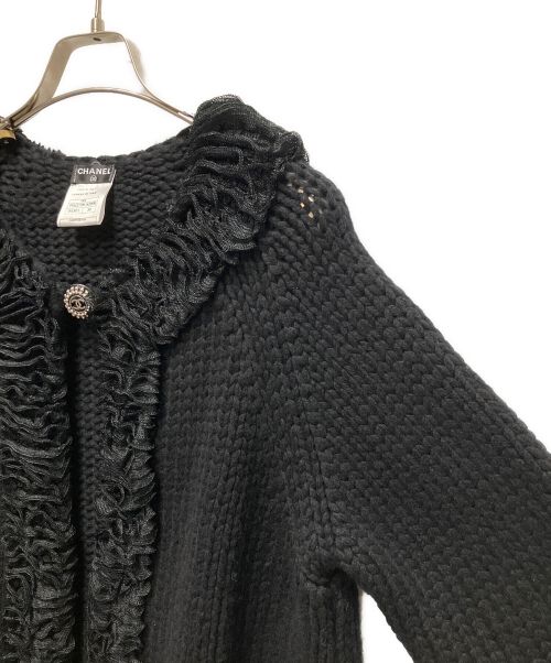 CHANEL（シャネル）CHANEL (シャネル) ココマークボタンフリルカーディガン ブラック サイズ:36の古着・服飾アイテム