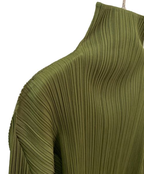 PLEATS PLEASE（プリーツプリーズ）PLEATS PLEASE (プリーツプリーズ) ハイネックプリーツカットソー オリーブ サイズ:FREEの古着・服飾アイテム