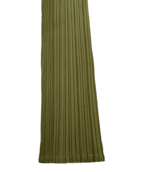 PLEATS PLEASE（プリーツプリーズ）PLEATS PLEASE (プリーツプリーズ) ハイネックプリーツカットソー オリーブ サイズ:FREEの古着・服飾アイテム