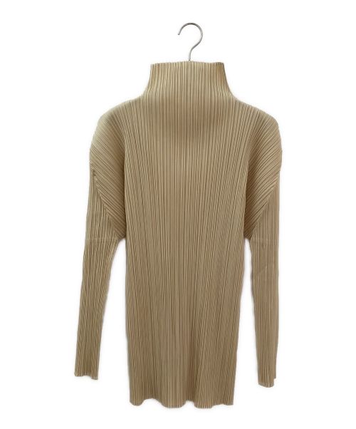 PLEATS PLEASE（プリーツプリーズ）PLEATS PLEASE (プリーツプリーズ) ハイネックプリーツカットソー ベージュ サイズ:4の古着・服飾アイテム