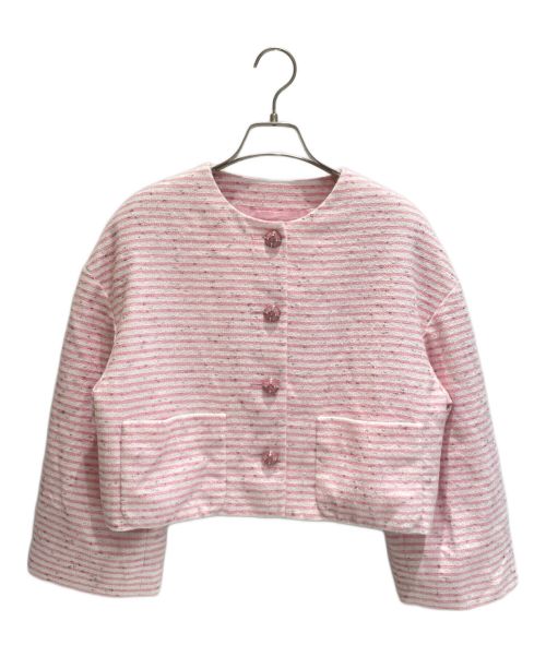 CHANEL（シャネル）CHANEL (シャネル) ツイードセットアップ ピンク×ホワイト サイズ:34の古着・服飾アイテム