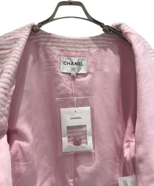 CHANEL（シャネル）CHANEL (シャネル) ツイードセットアップ ピンク×ホワイト サイズ:34の古着・服飾アイテム