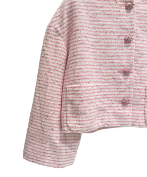 CHANEL（シャネル）CHANEL (シャネル) ツイードセットアップ ピンク×ホワイト サイズ:34の古着・服飾アイテム