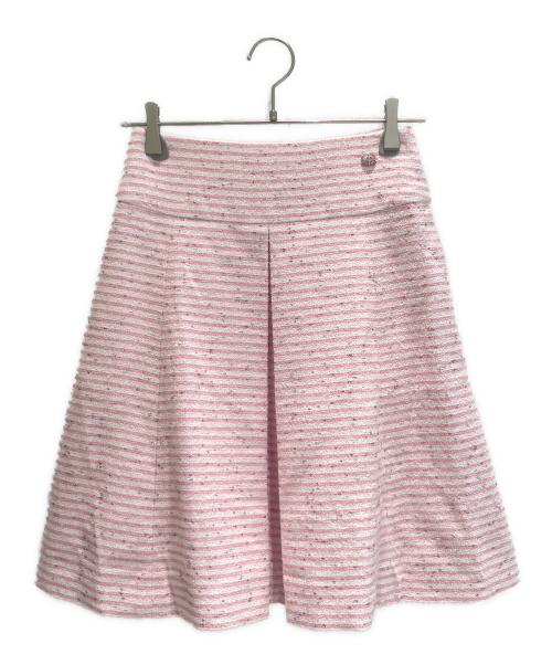 CHANEL（シャネル）CHANEL (シャネル) ツイードセットアップ ピンク×ホワイト サイズ:34の古着・服飾アイテム