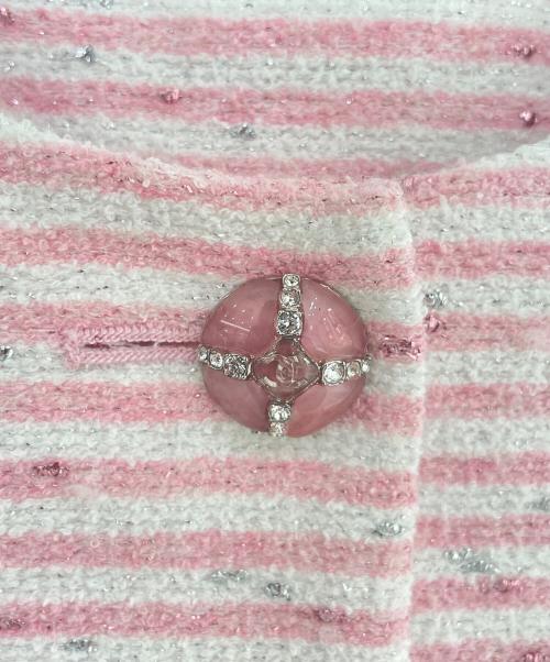 CHANEL（シャネル）CHANEL (シャネル) ツイードセットアップ ピンク×ホワイト サイズ:34の古着・服飾アイテム