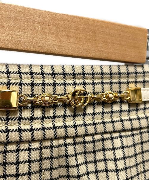 GUCCI（グッチ）GUCCI (グッチ) チェックスカート アイボリー サイズ:36の古着・服飾アイテム