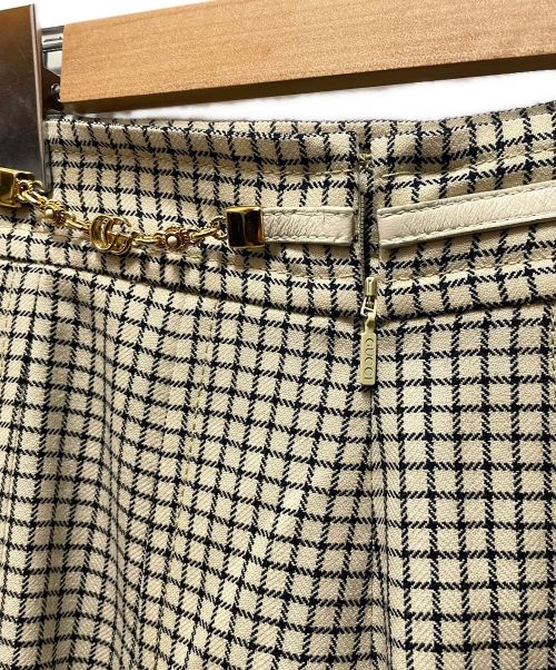 GUCCI（グッチ）GUCCI (グッチ) チェックスカート アイボリー サイズ:36の古着・服飾アイテム
