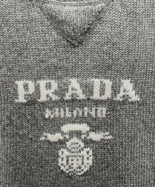 PRADA（プラダ）PRADA (プラダ) カシミヤロゴニット グレー サイズ:38の古着・服飾アイテム