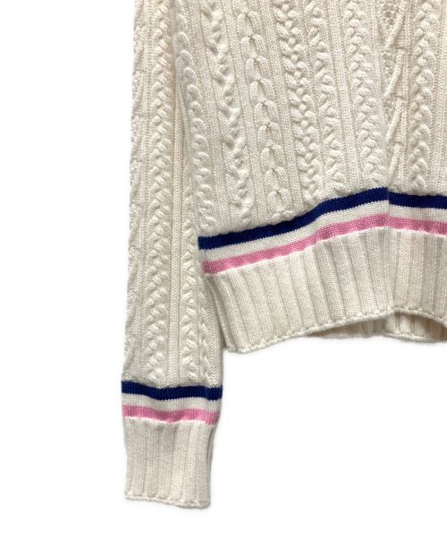 CHANEL（シャネル）CHANEL (シャネル) Vネックココマークチルデンセーター ホワイト サイズ:34の古着・服飾アイテム